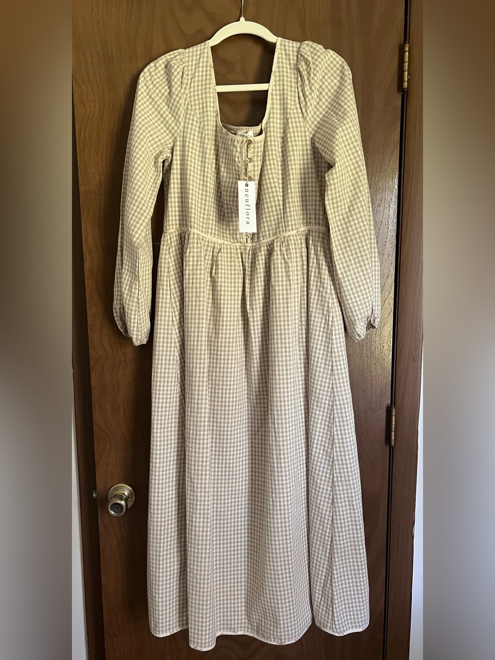Neuflora Beige Gingham Estella large BNWT